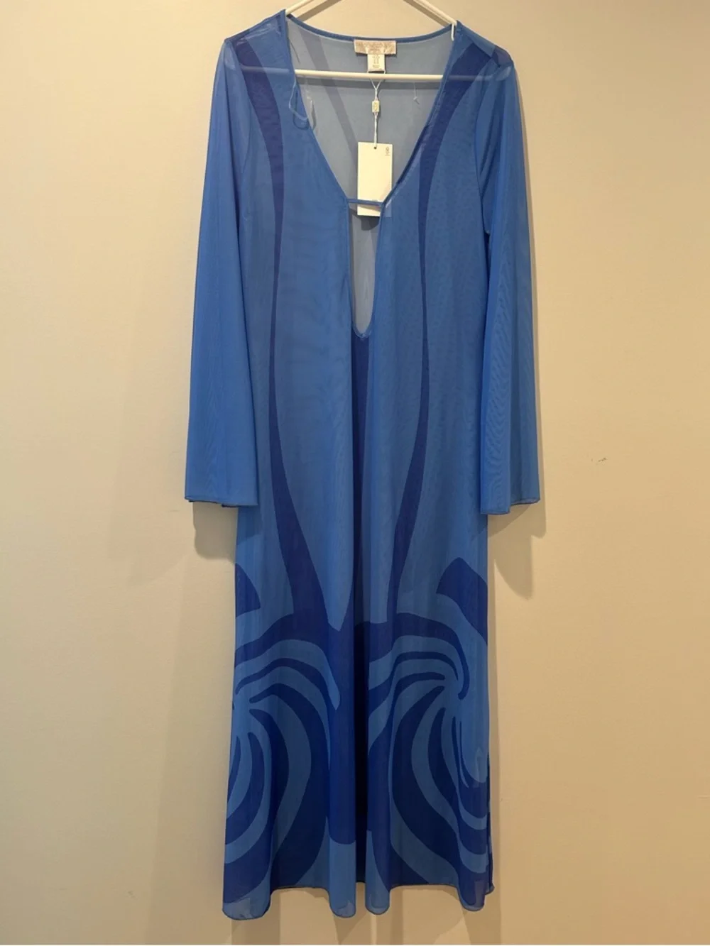 NWT Caroline Constas Lidi Light Blue Sheer Mesh Tunic Dress - Picture 5 of 8